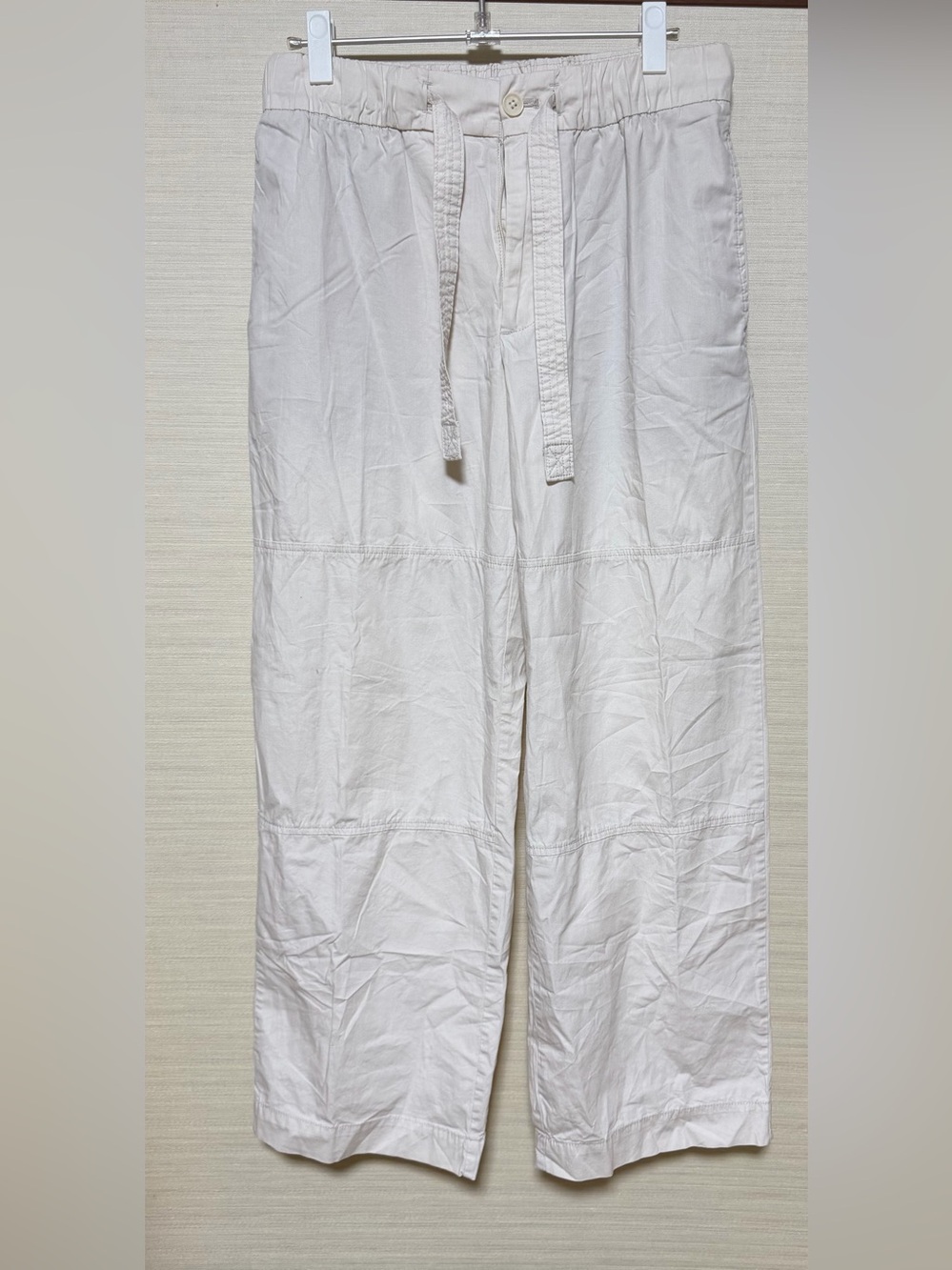 Banana Republic White Drawstring Wide-Leg Pants